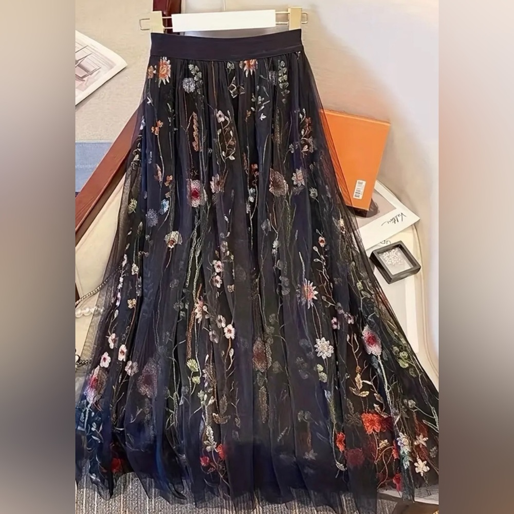 SALE! Embroidered Floral Skirt - Picture 11 of 11